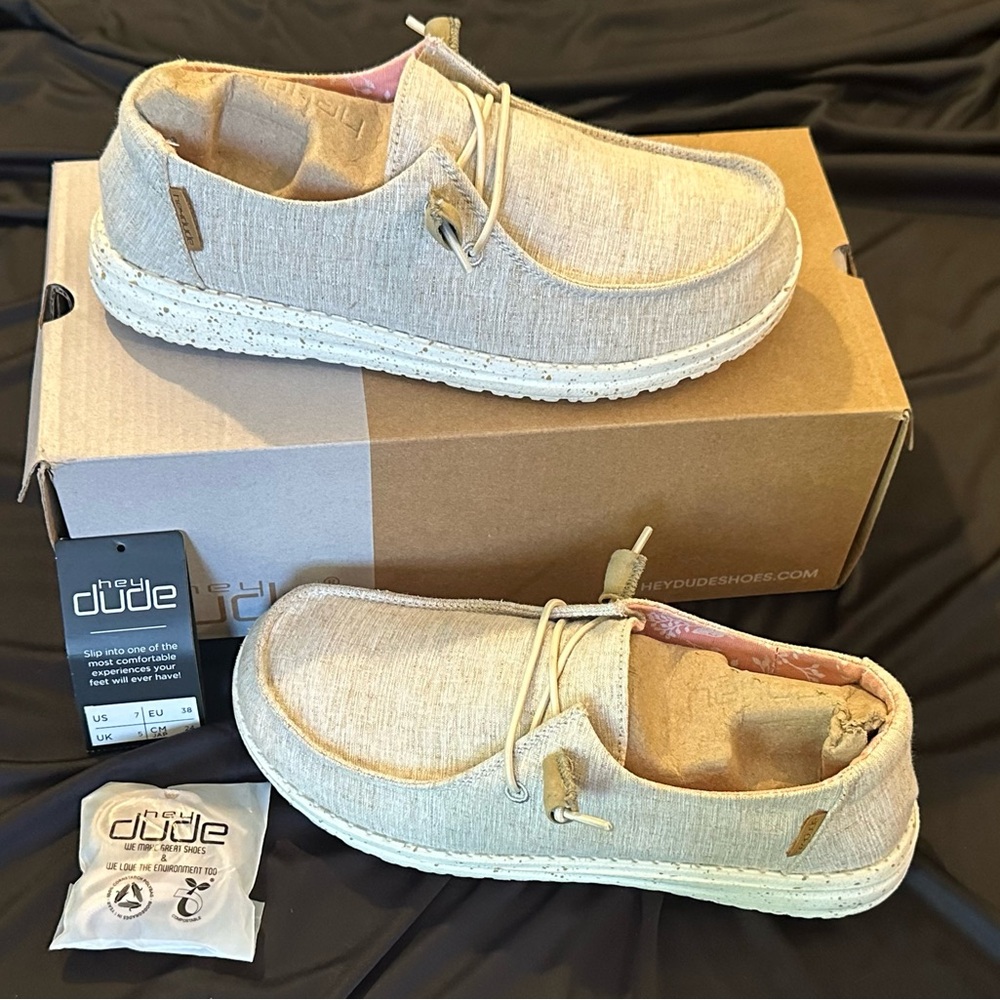 Hey Dude Chambray White Nut Shoes